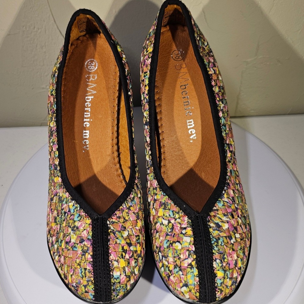 Bernie Mev Legend Jewels Multi Color Woven Platform Pumps Heels Women 38 7.5 New - Picture 2 of 12